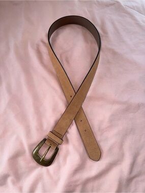 NWT Leather Belt Brass Western Style Buckle s/m